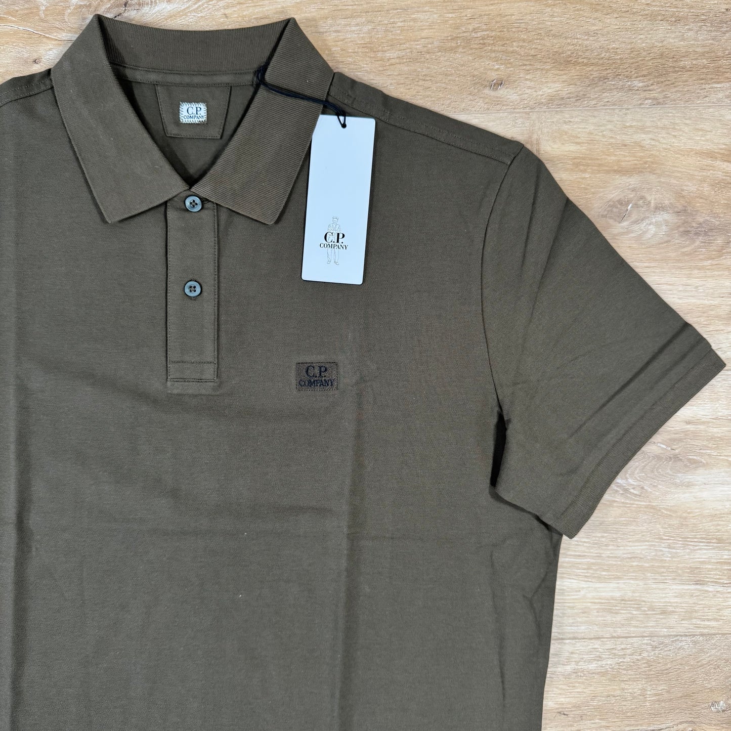 C.P. Company Stretch Piquet Logo Polo Shirt in Ivy Green