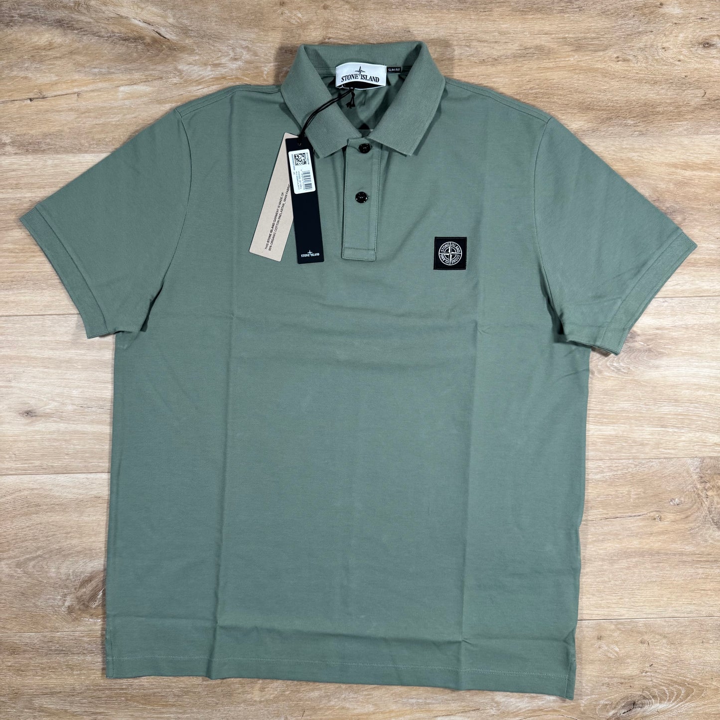 Stone Island Organic Cotton Pique Polo Shirt in Sage Green