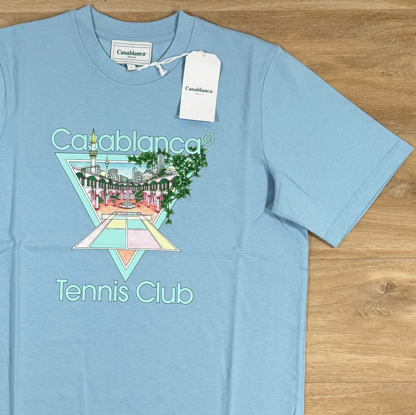 Casablanca Tennis Club Icon T-Shirt in Sky Blue