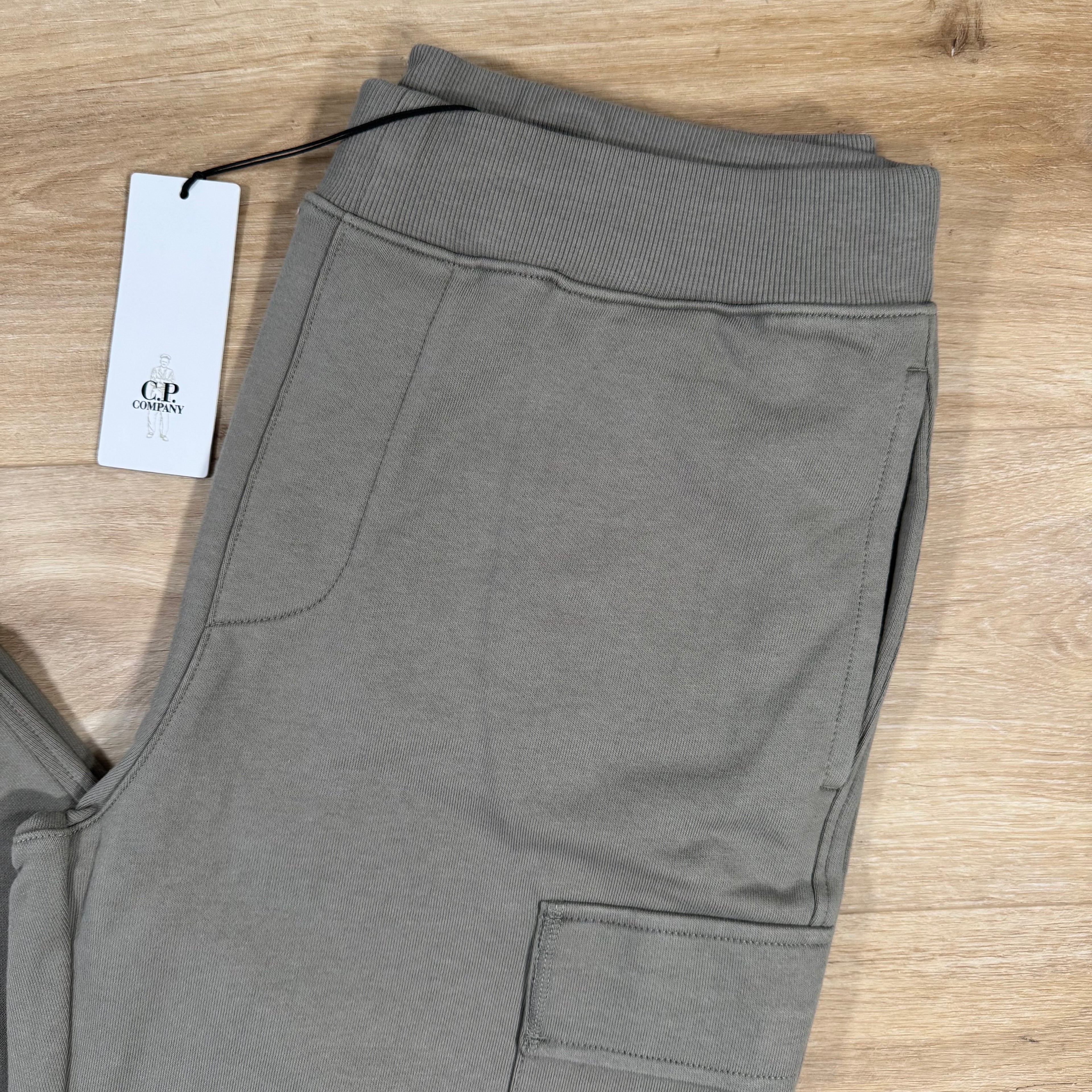 C.P. Company Diagonal Raised Fleece Lens Sweatpants in Fungi Grey