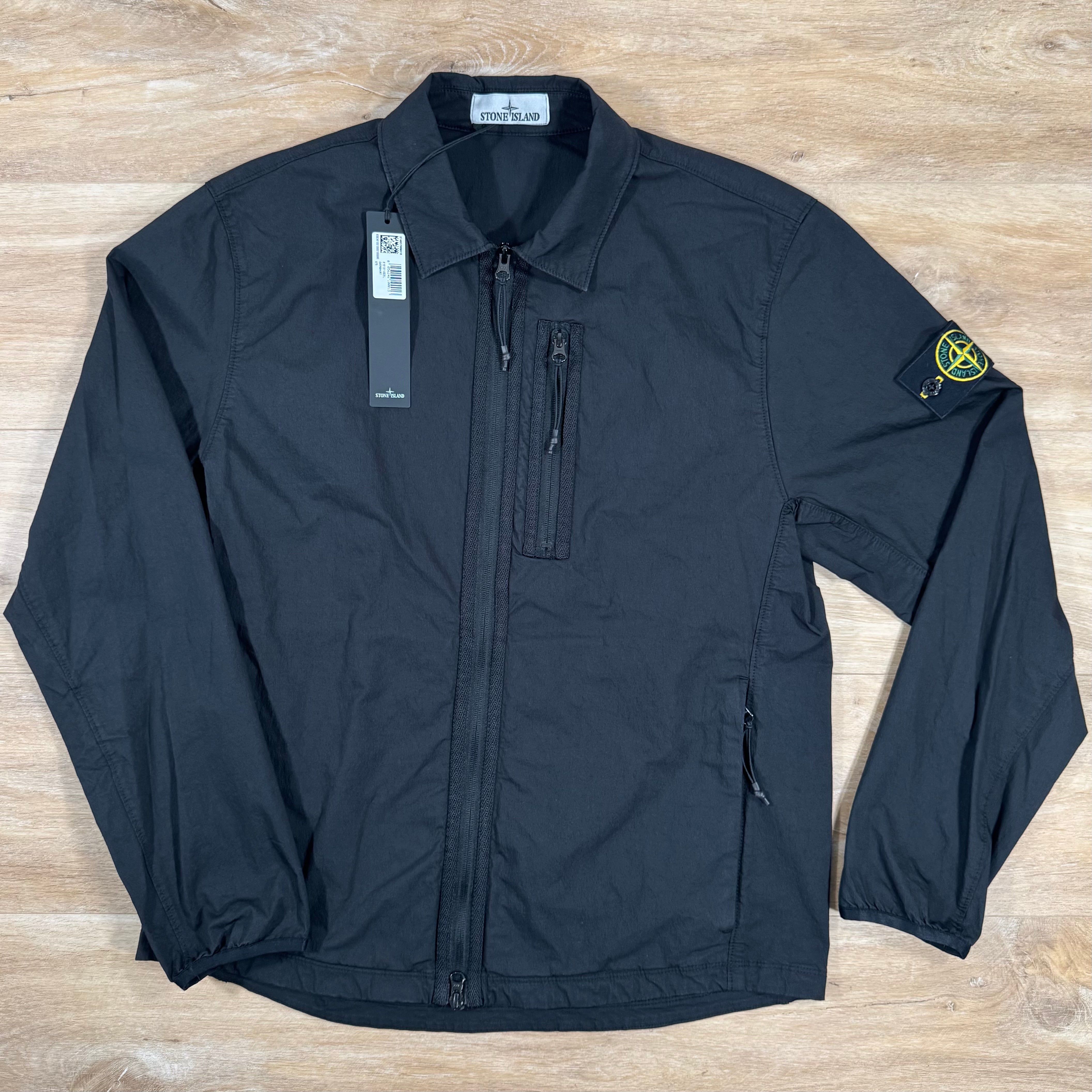 Stone Island Nylon Twill Overshirt in Black LABEL MENSWEAR