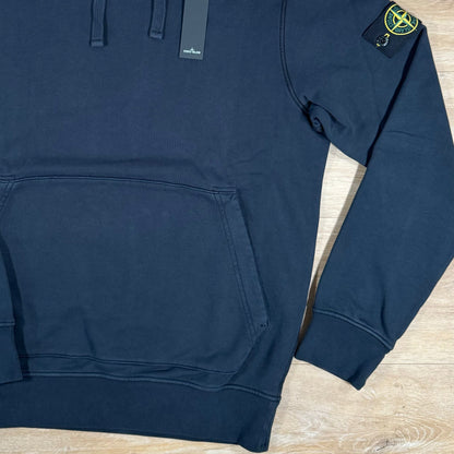 Stone Island Organic Cotton Fleece Pullover Hoodie in Navy