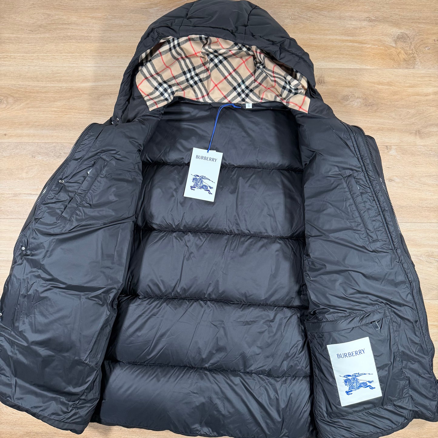 Burberry Hooded Puffer Jacket in Black