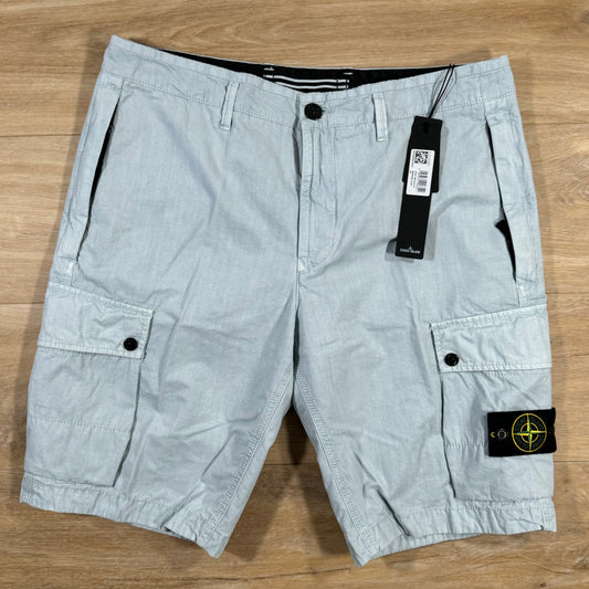 Stone Island Old Treatment Cargo Shorts in Sky Blue