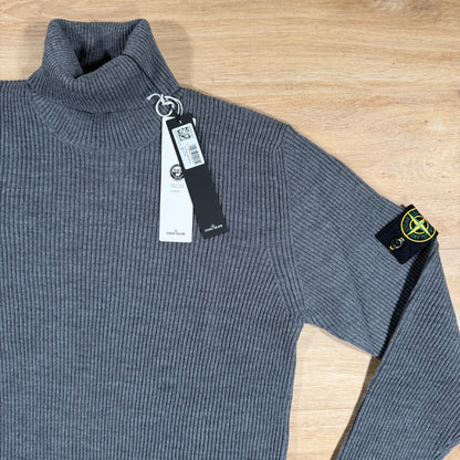 Stone Island Full Rib RWS Wool Turtleneck Jumper in Dark Grey