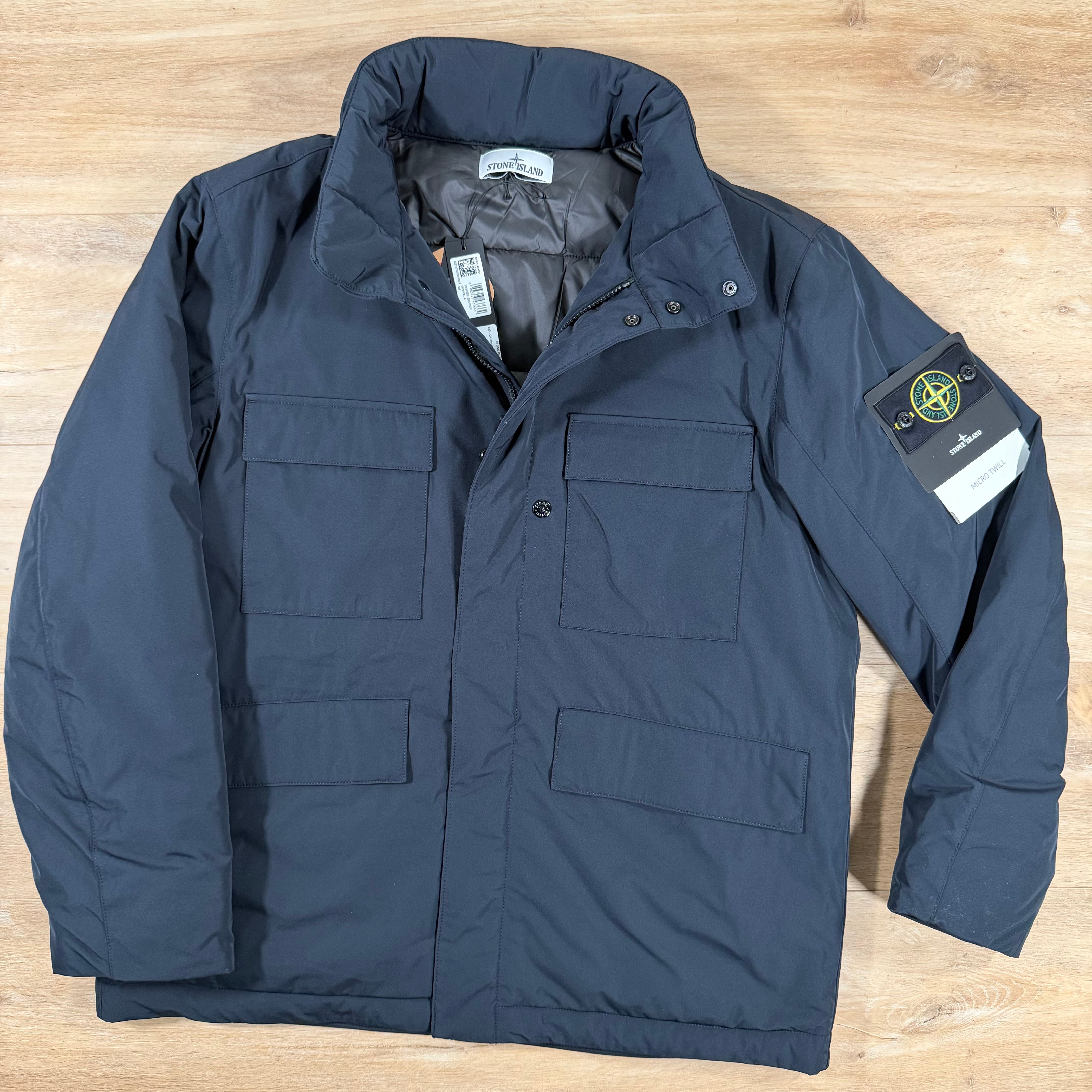 Stone Island Micro Twill Padded Field Jacket in Navy – Label Menswear