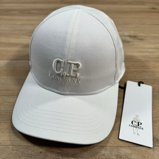 C.P. Company Gabardine Logo Cap in White