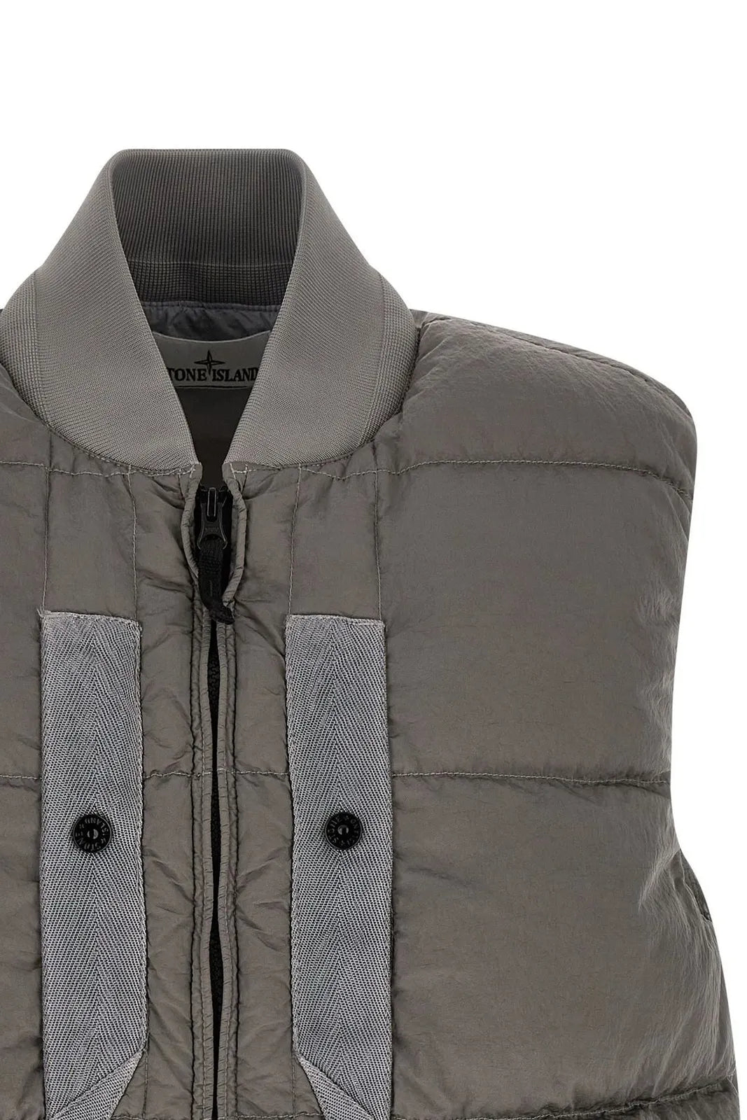 Stone Island Nylon Metal Bomber Collar Down Vest in Grey