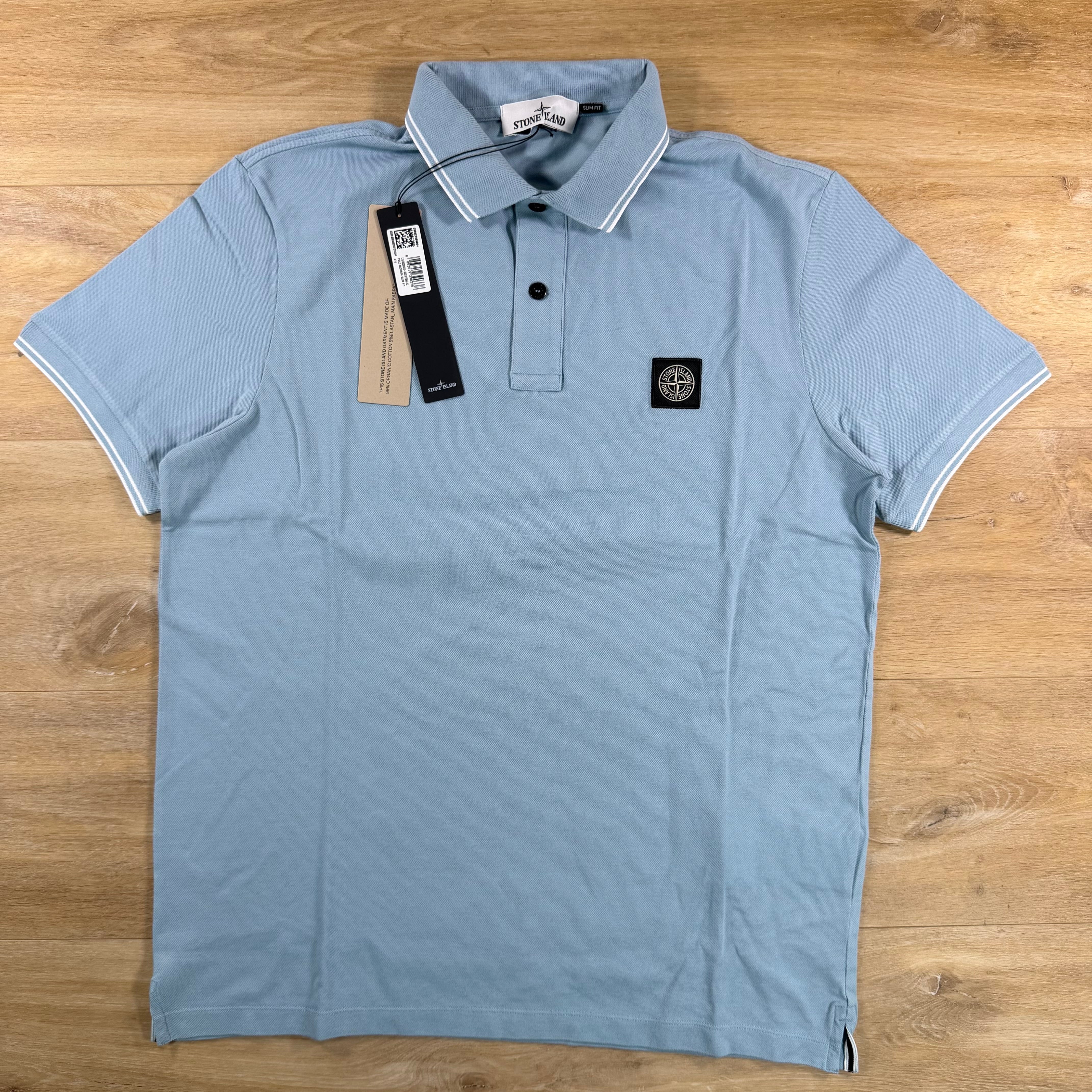 Stone Island Patch Logo Polo Shirt in Dust Blue – Label Menswear