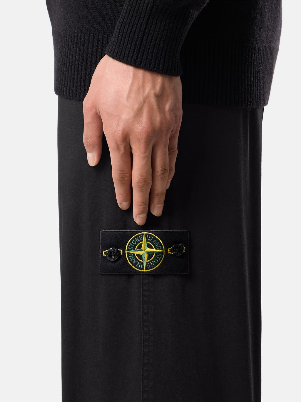 Stone Island Stretch Cotton Satin Chino Trousers in Black