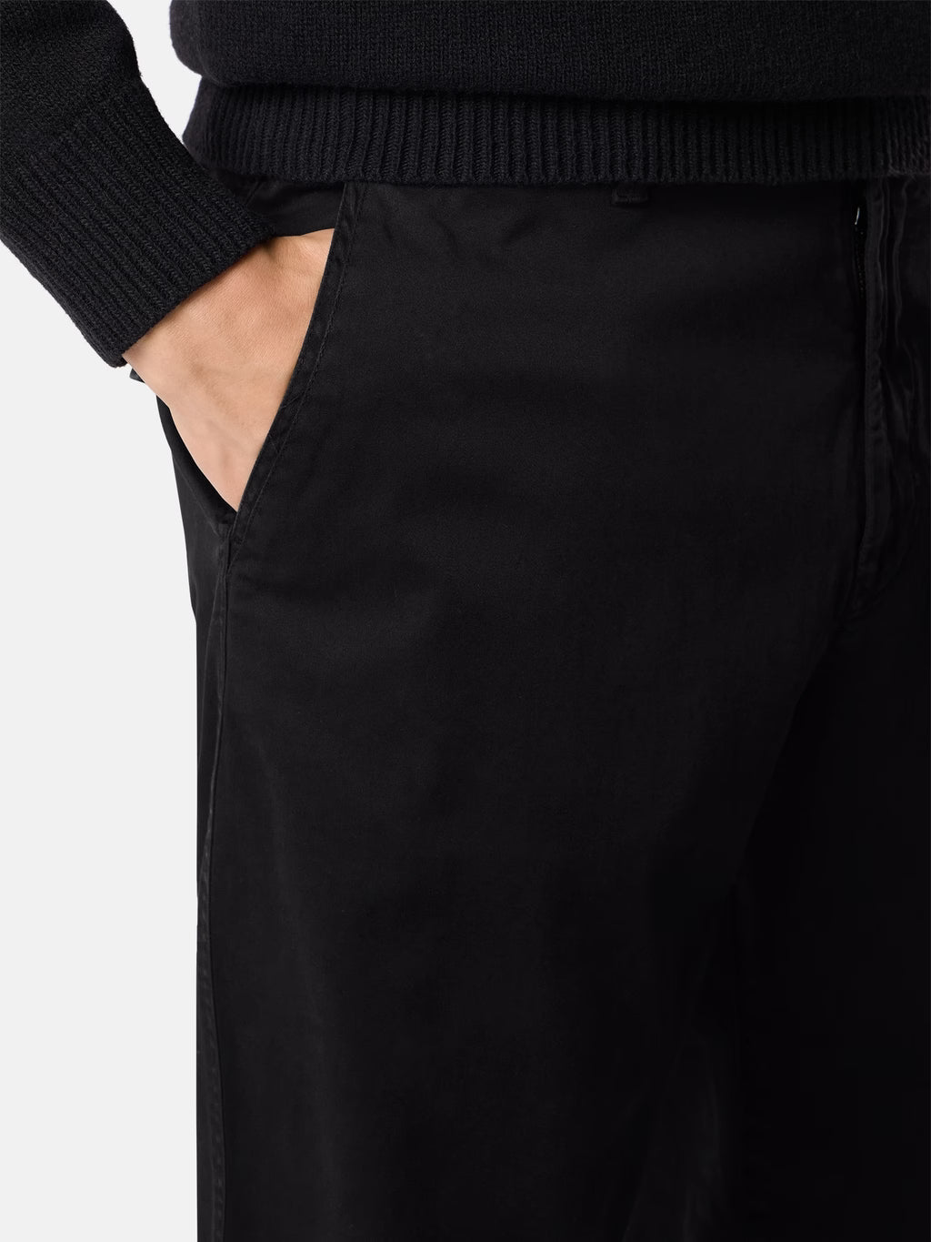 Stone Island Stretch Cotton Satin Chino Trousers in Black