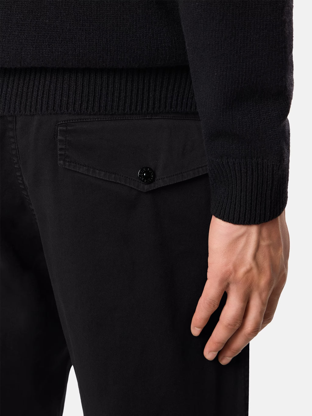 Stone Island Stretch Cotton Satin Chino Trousers in Black