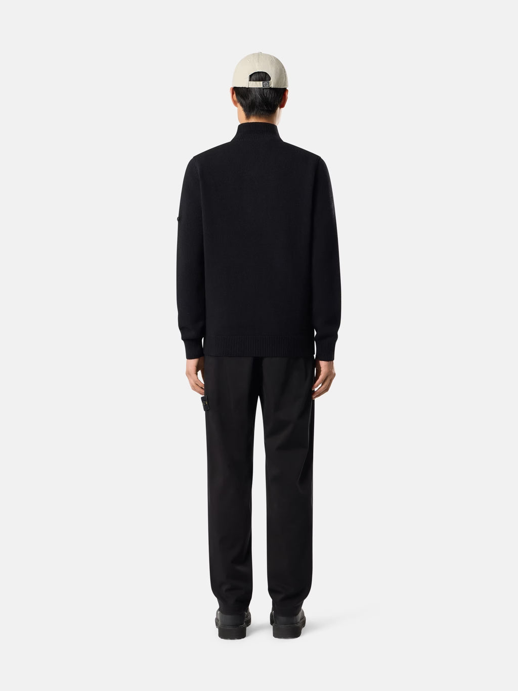 Stone Island Stretch Cotton Satin Chino Trousers in Black
