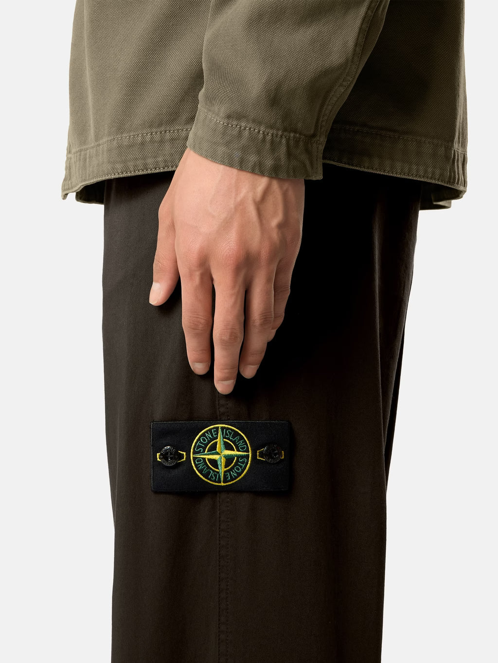 Stone Island Stretch Cotton Satin Chino Trousers in Coal Grey