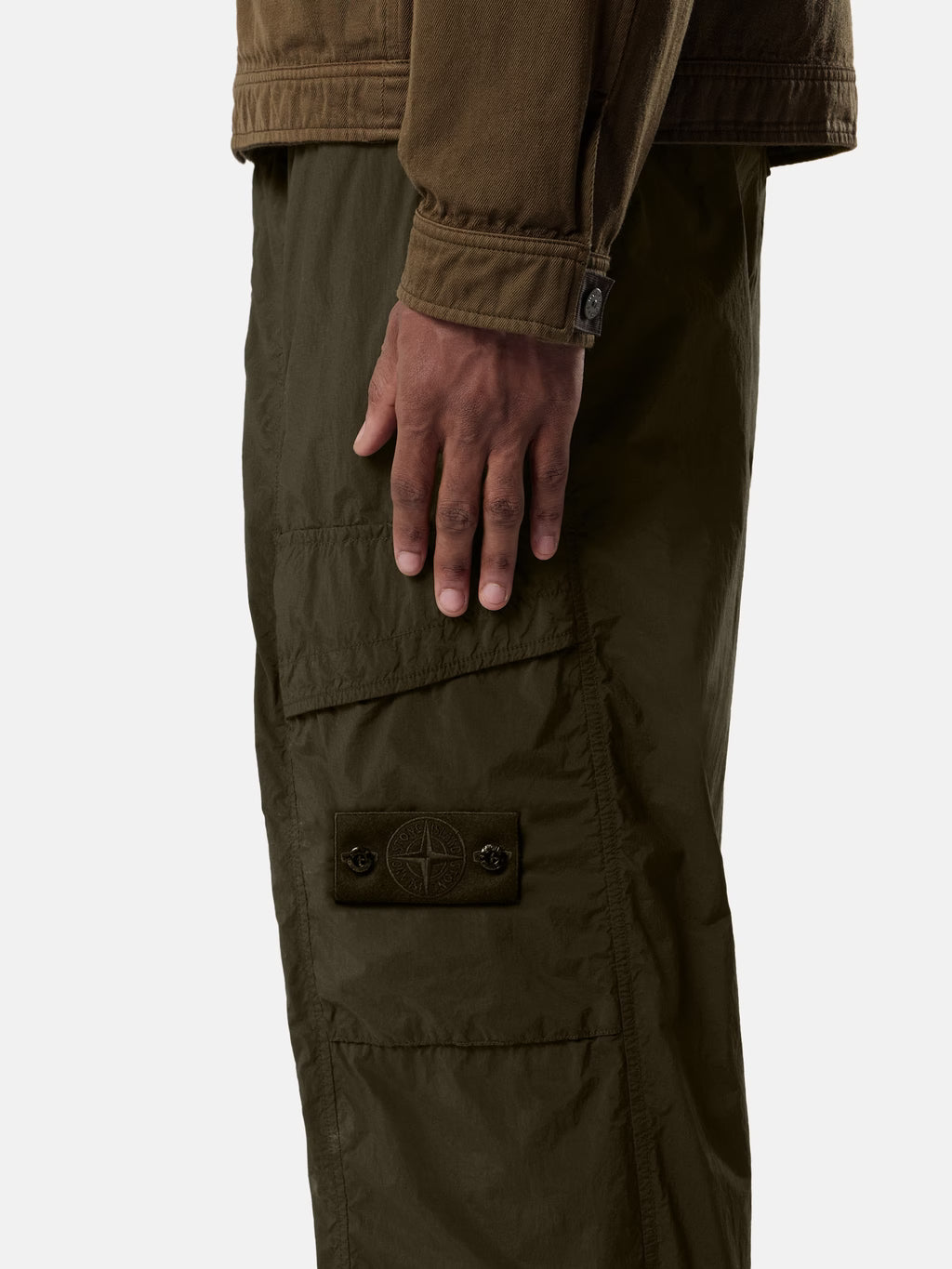 Stone Island Nylon Smerigliato Ghost Cargo Trousers in Military Green