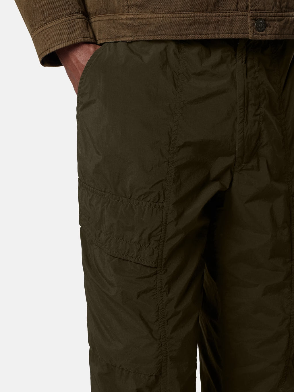 Stone Island Nylon Smerigliato Ghost Cargo Trousers in Military Green