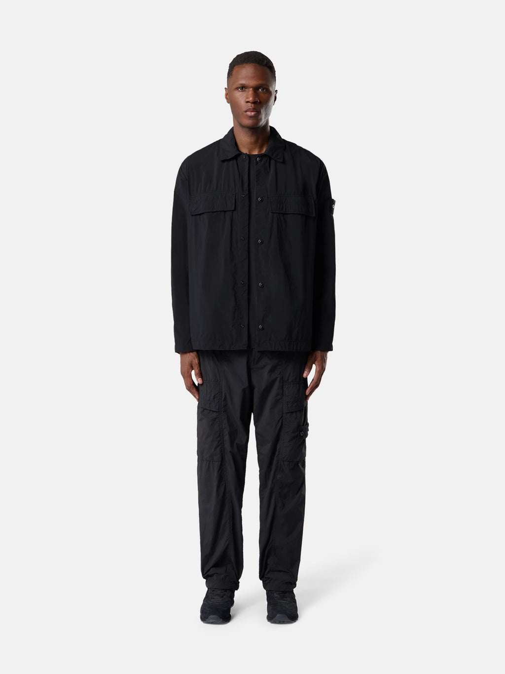 Stone Island Nylon Smerigliato Ghost Cargo Trousers in Black