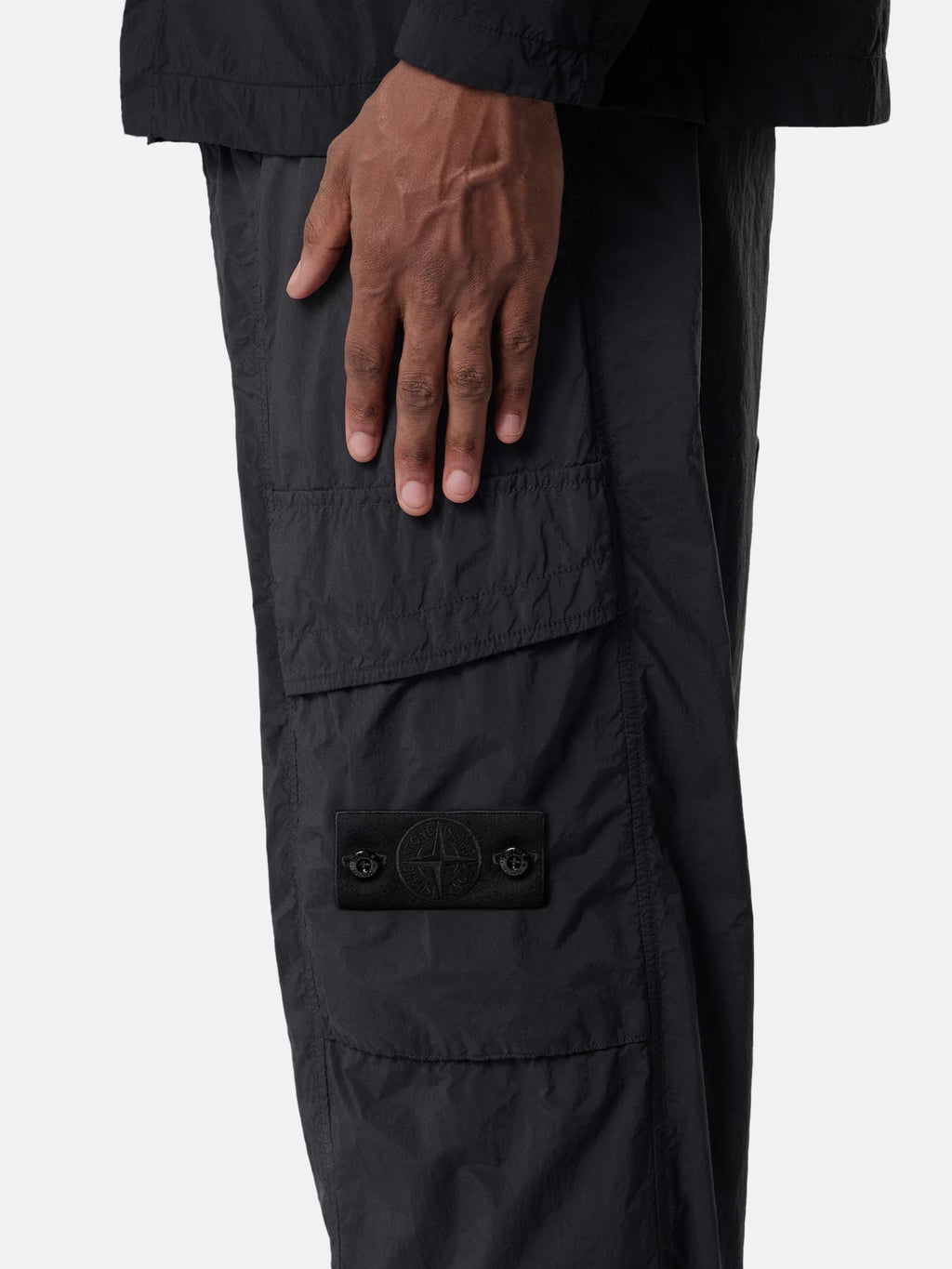 Stone Island Nylon Smerigliato Ghost Cargo Trousers in Black