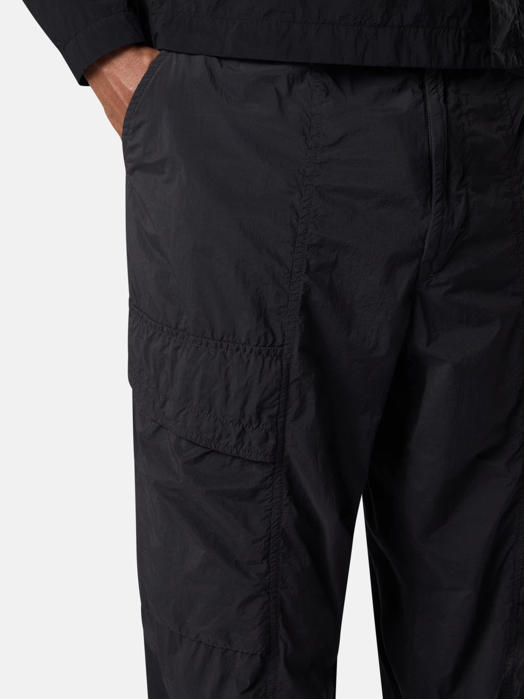 Stone Island Nylon Smerigliato Ghost Cargo Trousers in Black