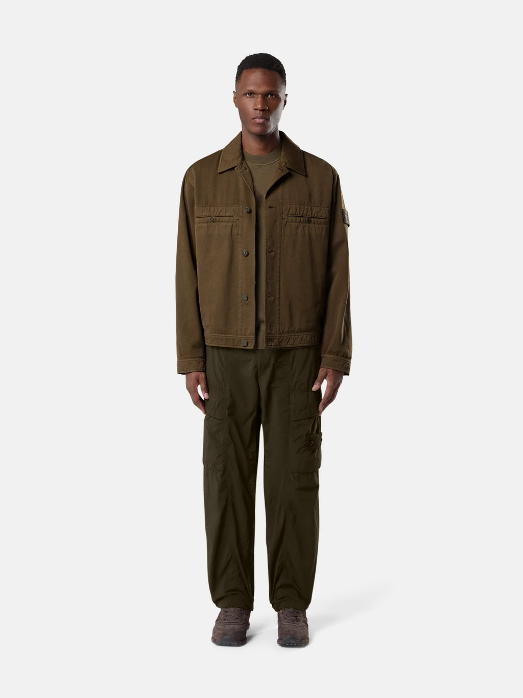 Stone Island Nylon Smerigliato Ghost Cargo Trousers in Military Green