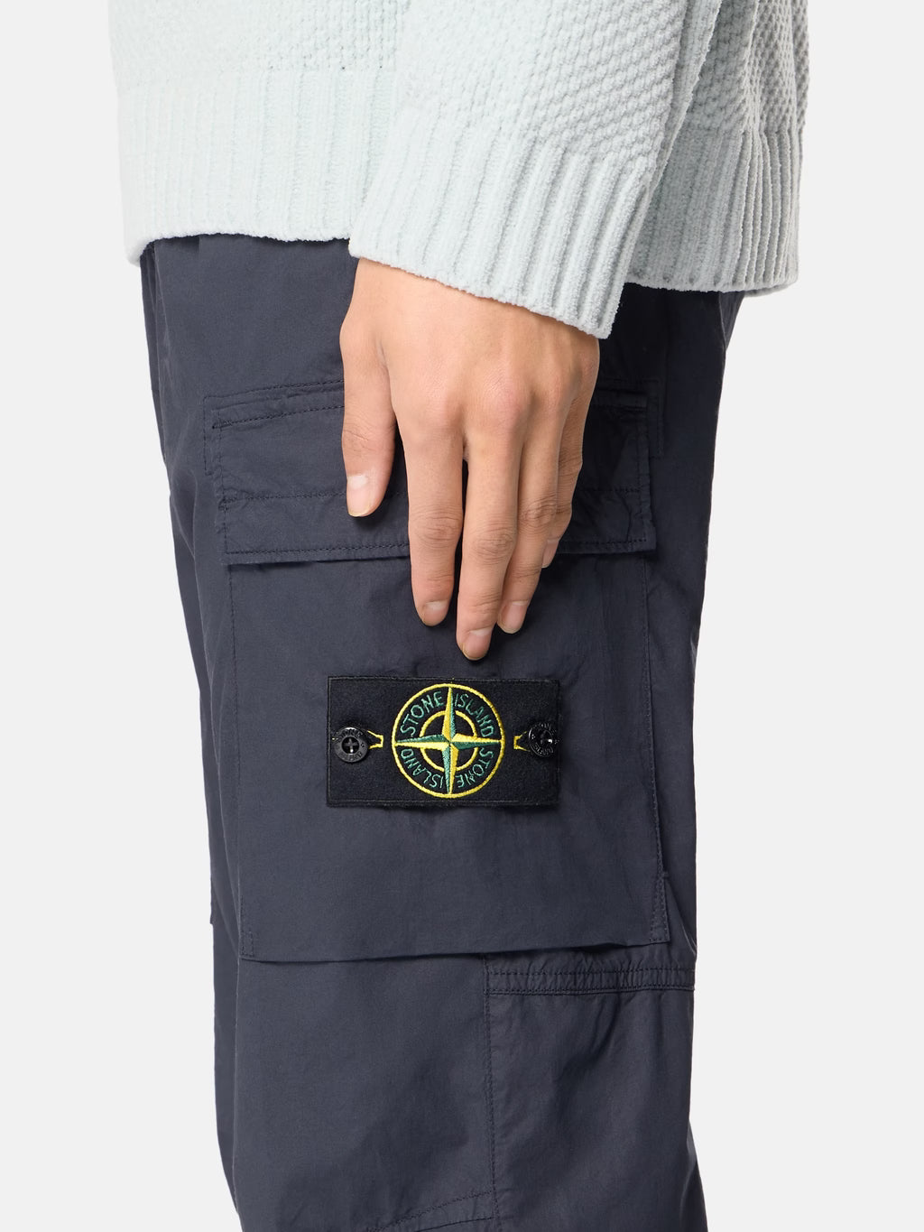 Stone Island Stretch Cotton Tela Paracadute Cargo Trousers in Navy