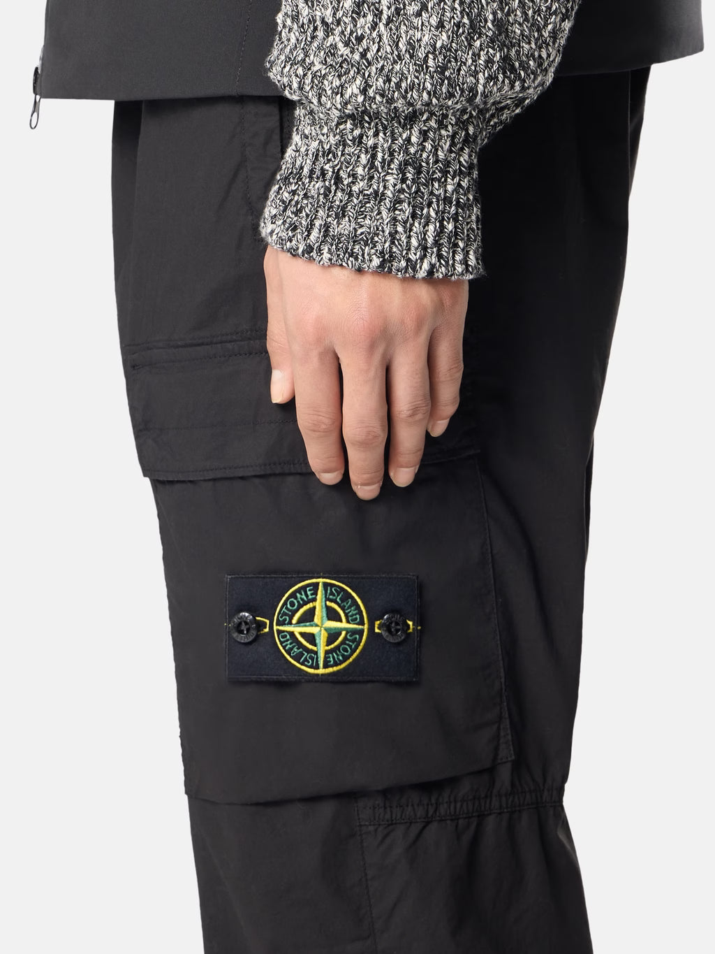 Stone Island Stretch Cotton Tela Paracadute Cargo Trousers in Black