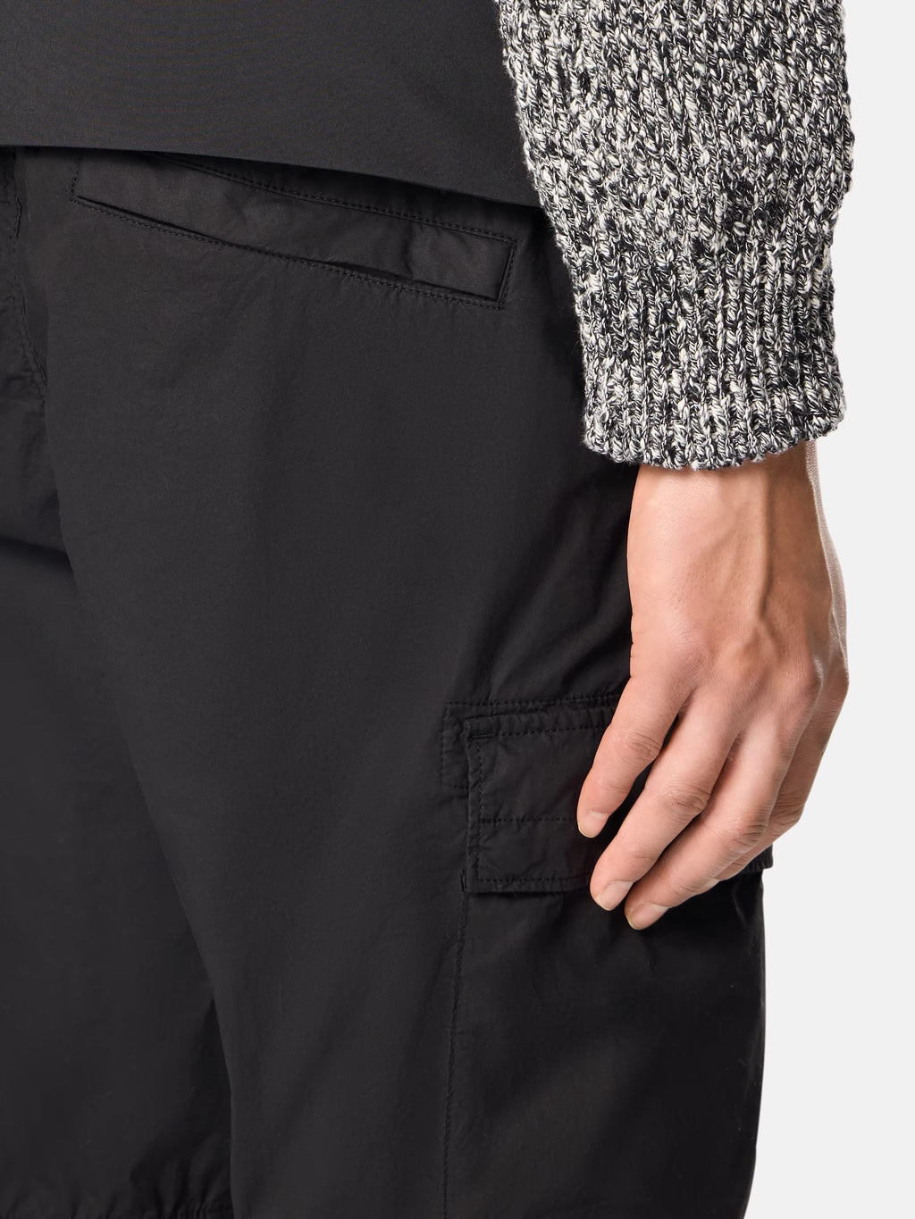Stone Island Stretch Cotton Tela Paracadute Cargo Trousers in Black