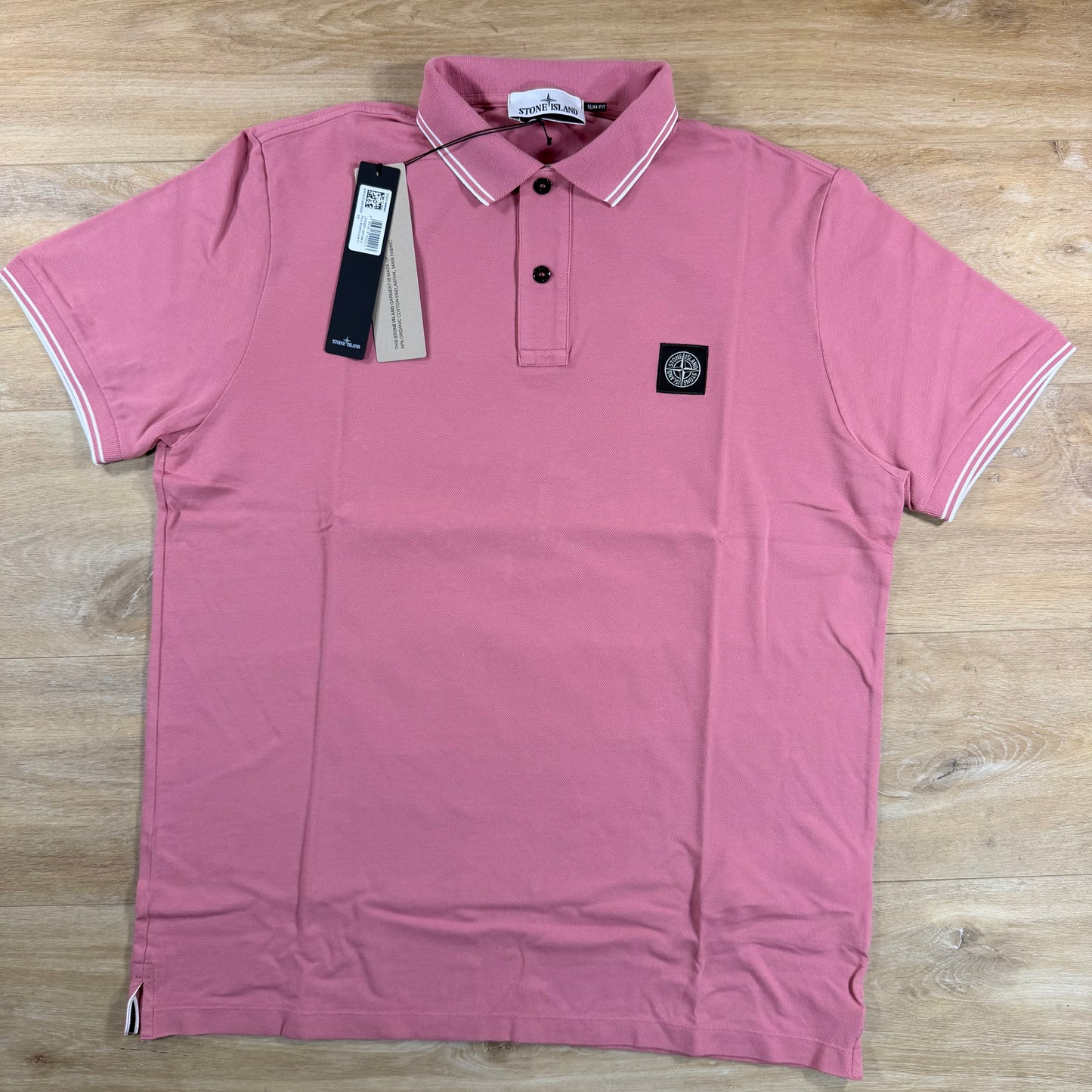 Stone Island Patch Logo Polo Shirt in Oleander Pink