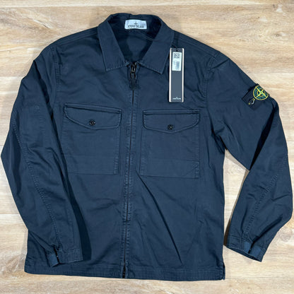 Stone Island 2 Pocket Garment Dyed Overshirt in Navy