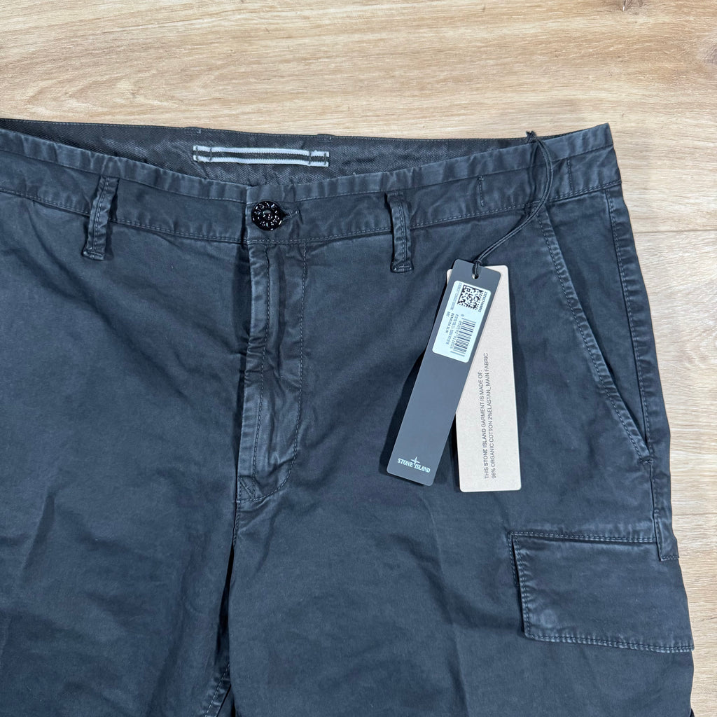 Stone Island Stretch Twill Cargo Shorts in Black