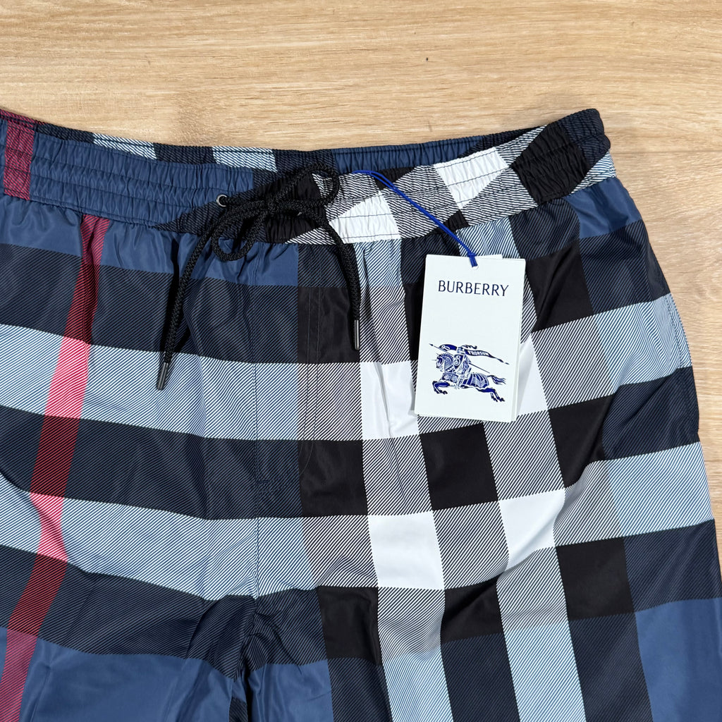 Burberry Check Swim Shorts in Carbon Blue