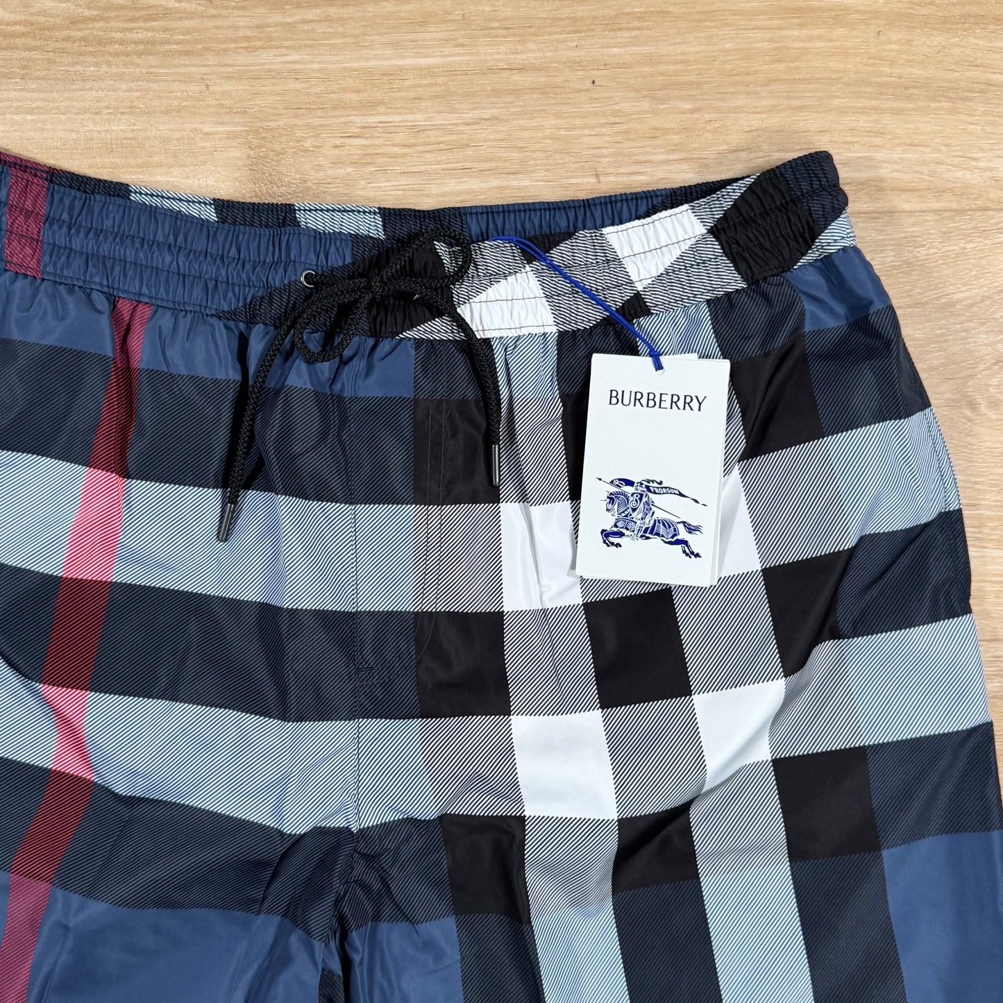 Burberry Check Swim Shorts in Carbon Blue