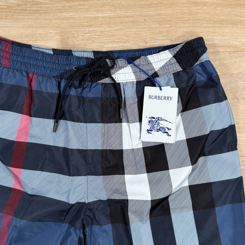 Burberry Check Swim Shorts in Carbon Blue