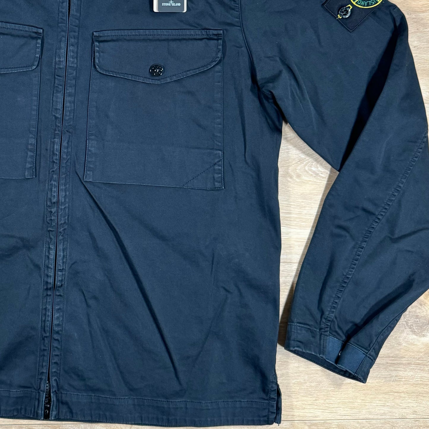 Stone Island 2 Pocket Garment Dyed Overshirt in Navy