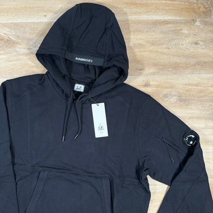 C.P. Company Diagonal Raised Fleece Lens Hoodie in Black