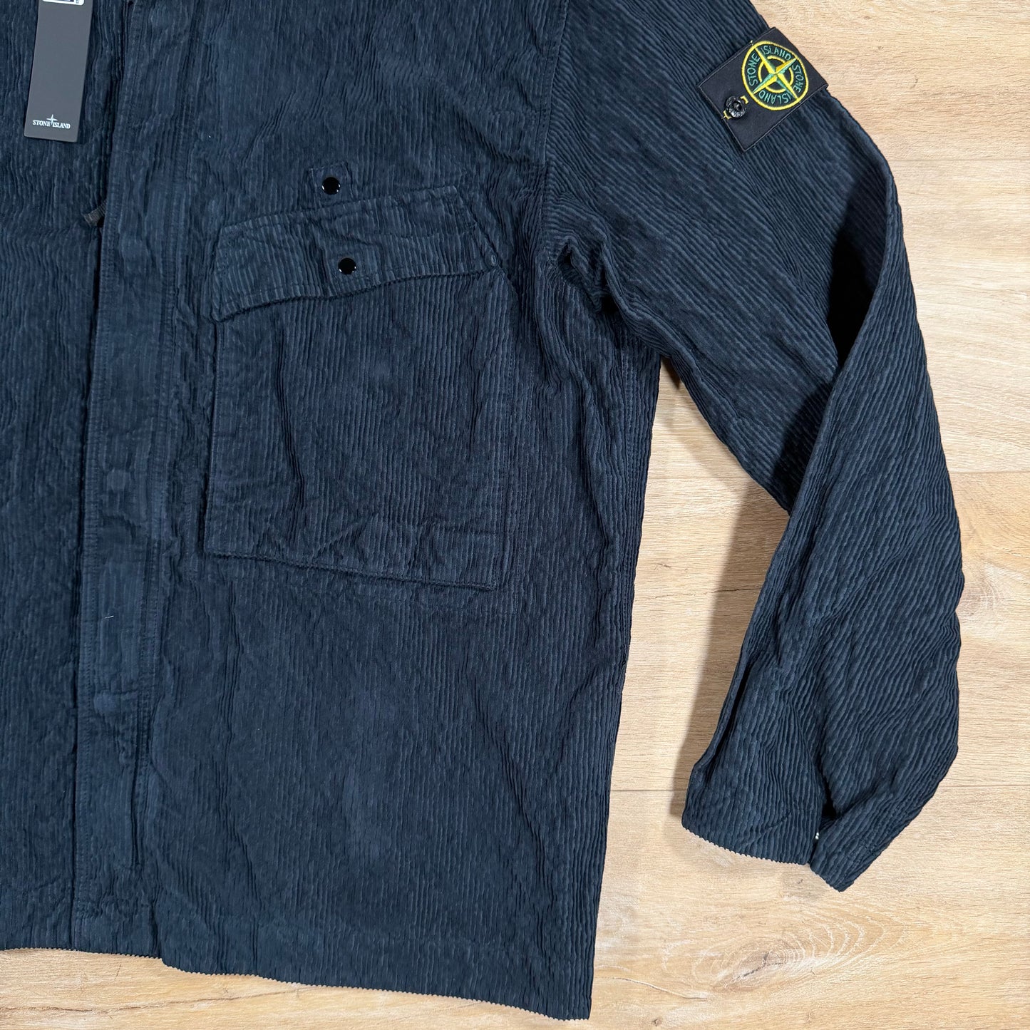 Stone Island Wrinkled Corduroy 500-TC Overshirt in Navy