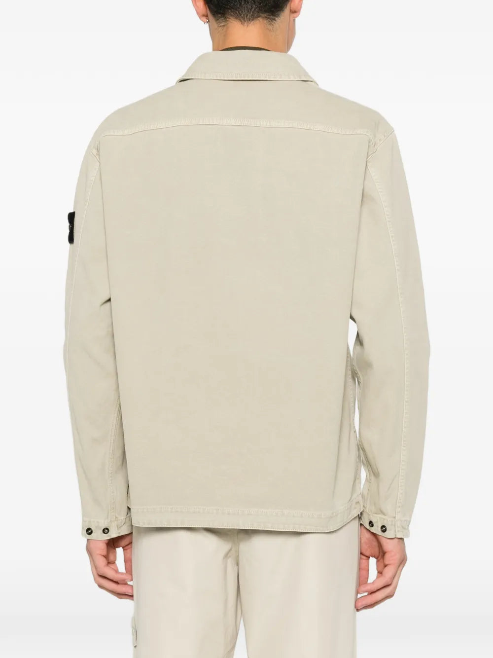 Stone Island Organic Panama Cotton 'Old' Effect Overshirt in Sand