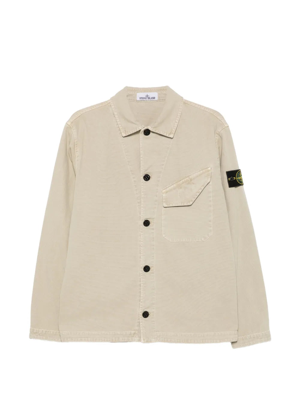 Stone Island Organic Panama Cotton 'Old' Effect Overshirt in Sand