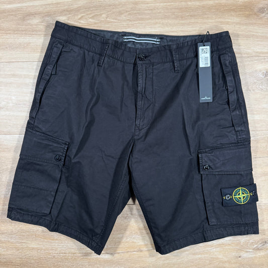 Stone Island Supima Twill Stretch-TC Cargo Bermuda Shorts in Black