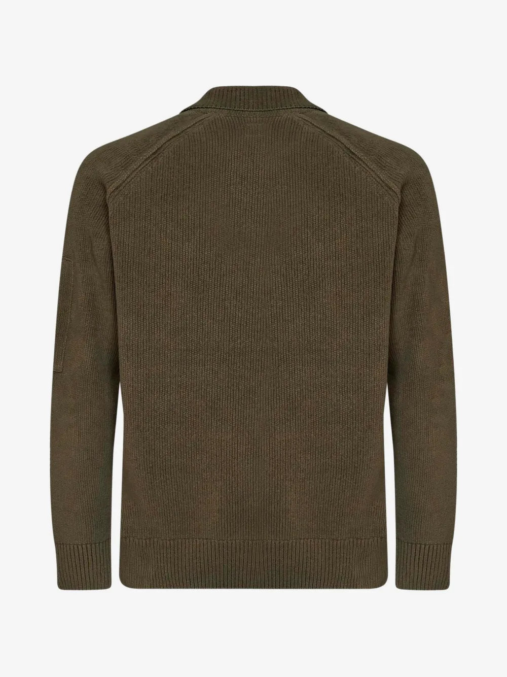 C.P. Company Chenille Cotton Lens Polo Sweater in Ivy Green
