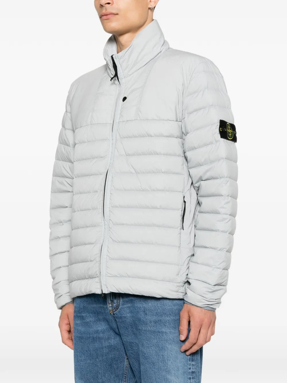 Stone Island Seamless Tunnel Nylon Down-TC Stand Collar Jacket in Ash Grey