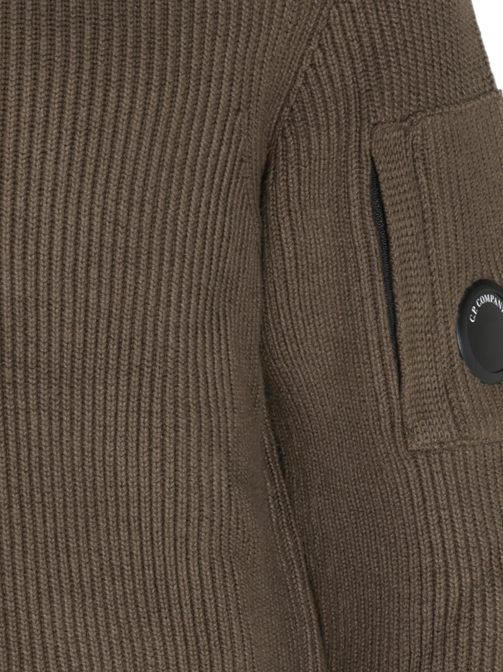 C.P. Company Full Rib Cotton Lens Crewneck Sweater in Ivy Green
