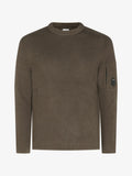 C.P. Company Full Rib Cotton Lens Crewneck Sweater in Ivy Green