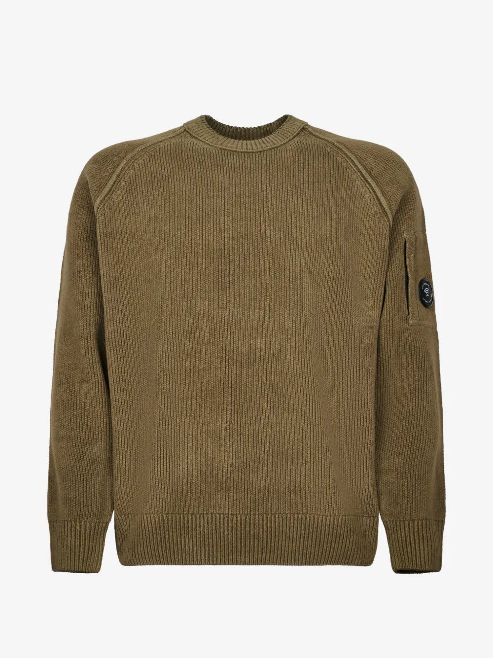 C.P. Company Chenille Cotton Lens Crewneck Sweater in Ivy Green