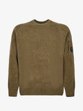 C.P. Company Chenille Cotton Lens Crewneck Sweater in Ivy Green