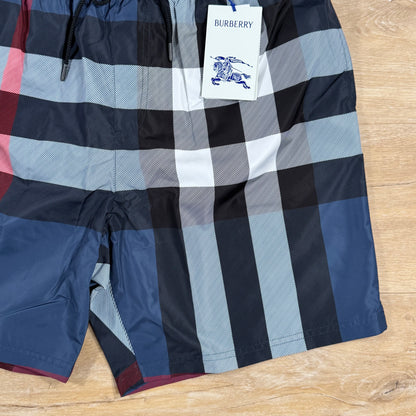 Burberry Guildes Check Swim Shorts in Carbon Blue
