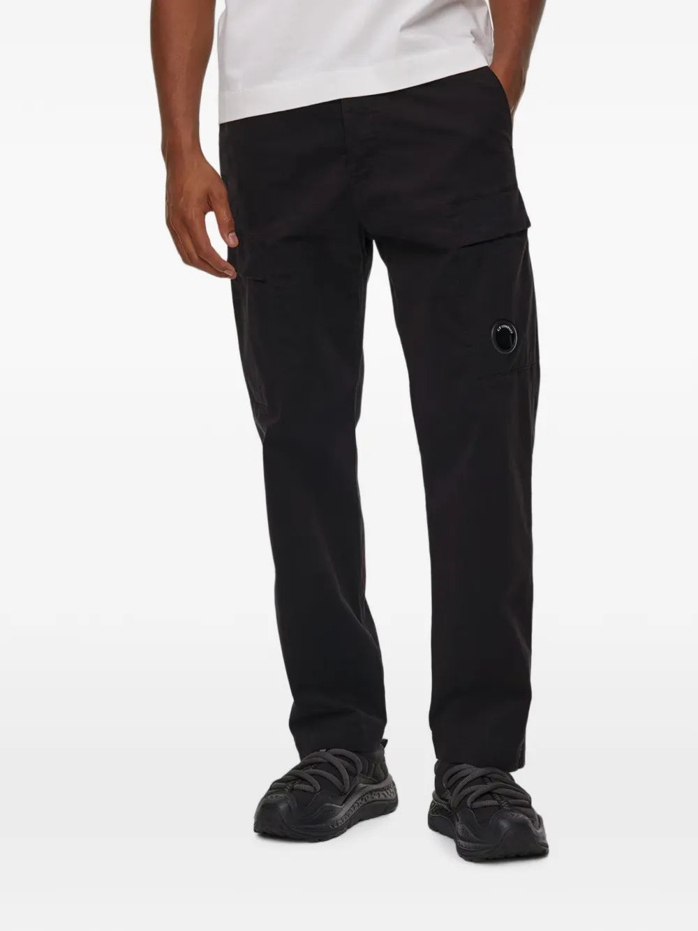 C.P. Company Stretch Sateen Lens Cargo Pants in Black