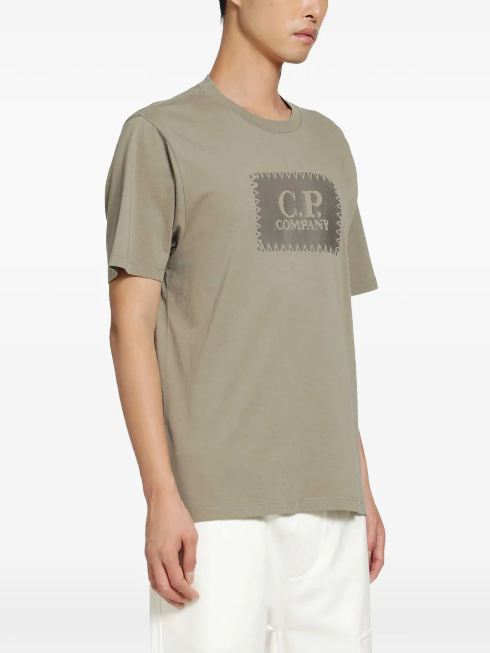 C.P. Company Stitch Block Logo T-Shirt in Fallen Rock - Beige