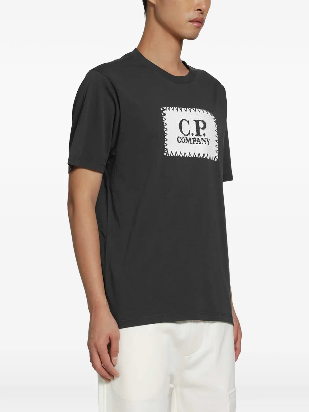 C.P. Company Stitch Block Logo T-Shirt in Raven - Grey
