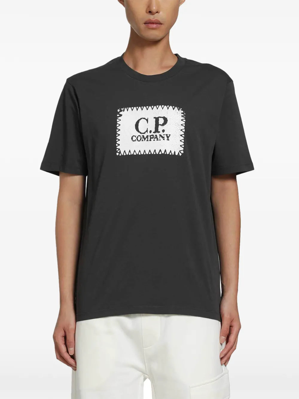 C.P. Company Stitch Block Logo T-Shirt in Raven - Grey
